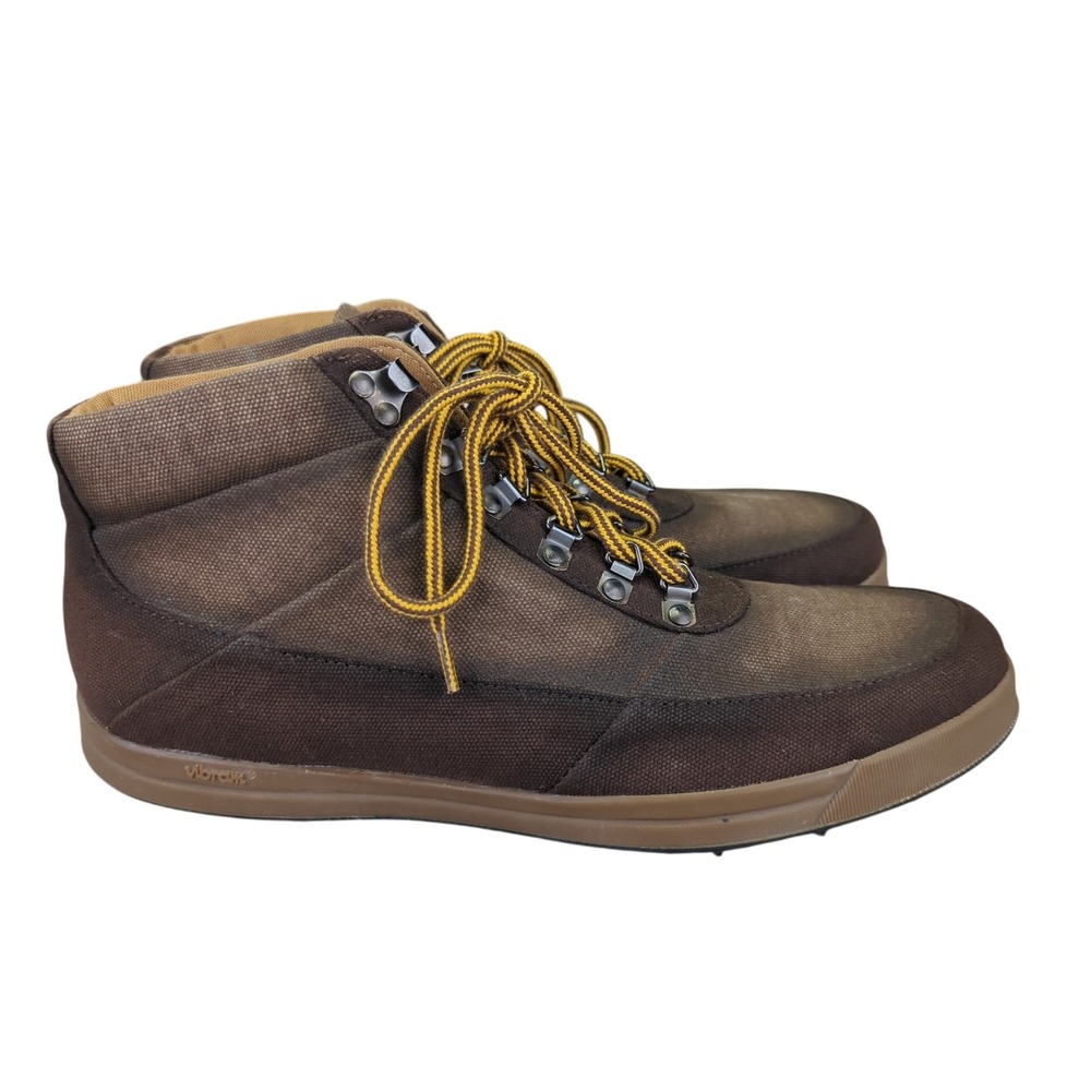 Ahimsa‎ Jeffrey Vegan Hiking Boots Mens Brown Canvas Vibram Sole Size 11